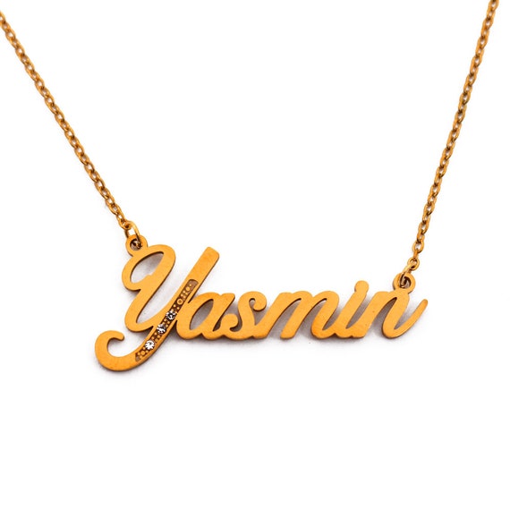 Yasmin Name Necklace Personalized Name Jewellery Silver Tone and