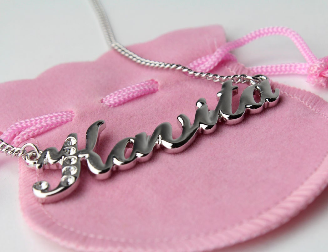 Name Necklace Kavita Gold Plated 18ct Personalised Necklace Etsy