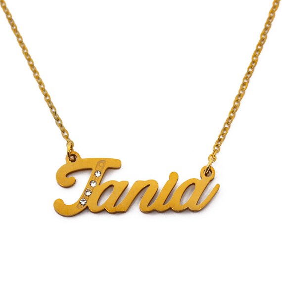 Tania Name Necklace Personalized Name Jewellery Silver Tone and