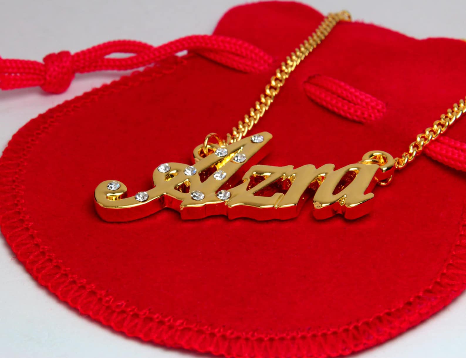 Adriana Name Necklace - 18k Gold Plated Stainless Steel Personalized Jewelry Gift - View #3