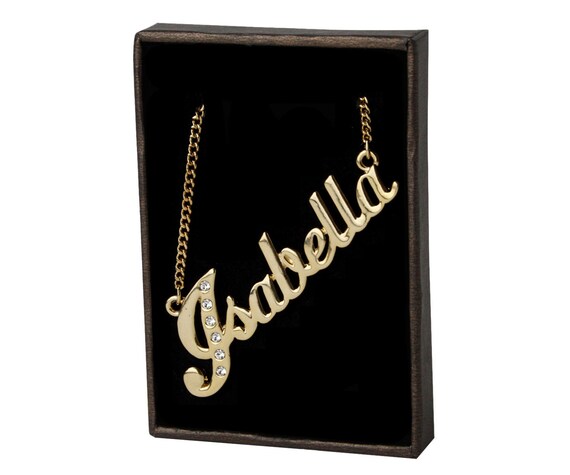 Name Necklace Isabella Gold Plated 18ct Personalised Necklace With