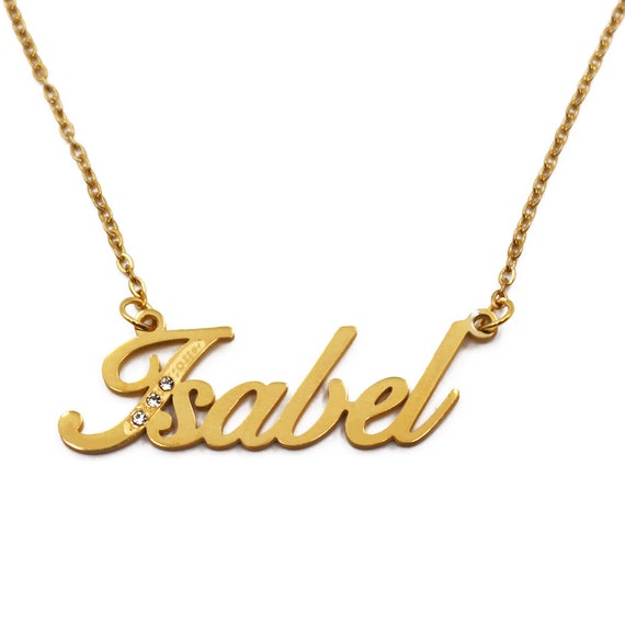 Isabel Name Necklace Personalized Name Jewellery Silver Tone and Gold Custom Gift for Women Free Gift Box Bag Etsy Canada