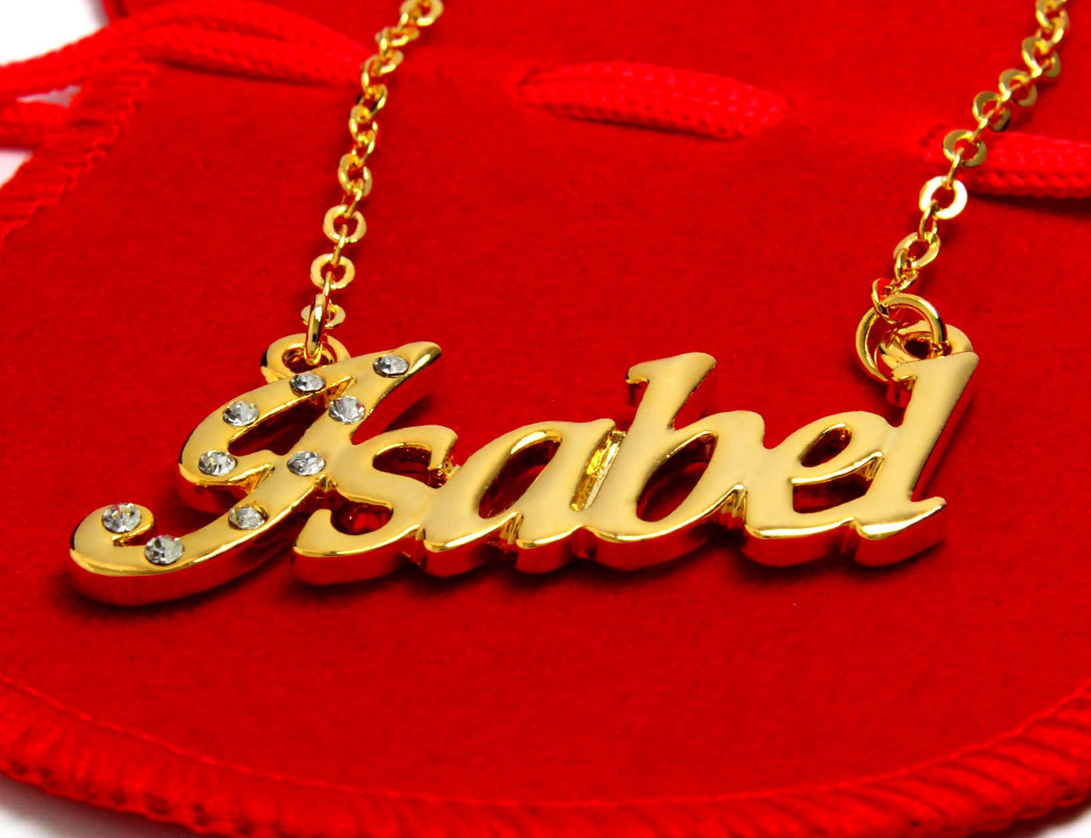 Name Necklace Isabel Gold Plated 18ct Personalised Necklace Etsy