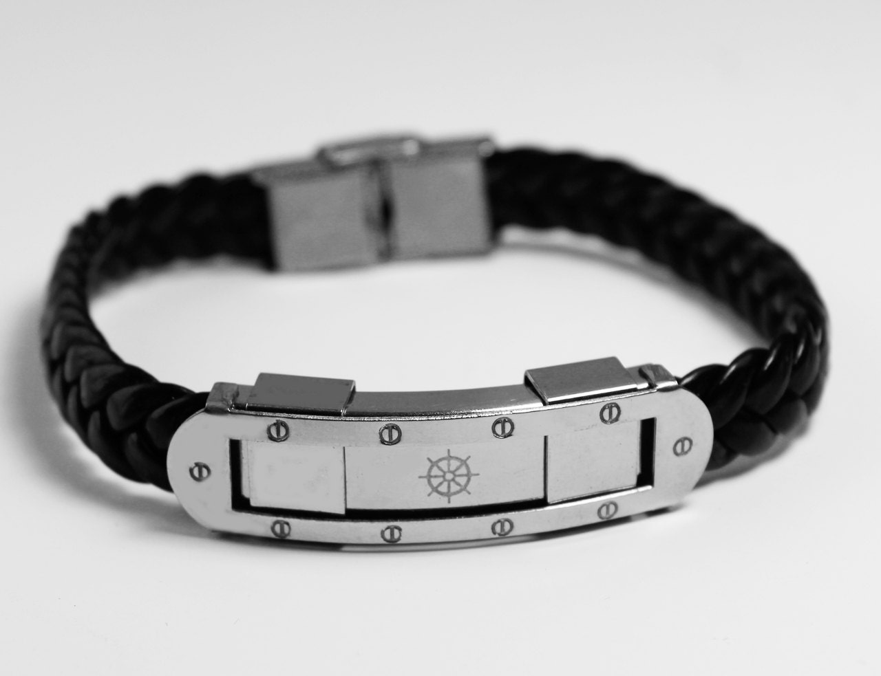 Symbol Bracelet DHARMACHAKRA Personalised Mens Leather Etsy