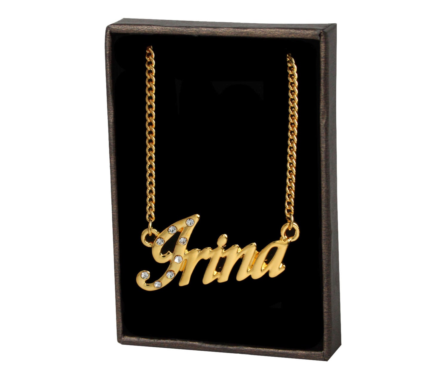 Gifts For Her Engagement Anniversary 18K Gold Plated Necklace With Name IRINA 