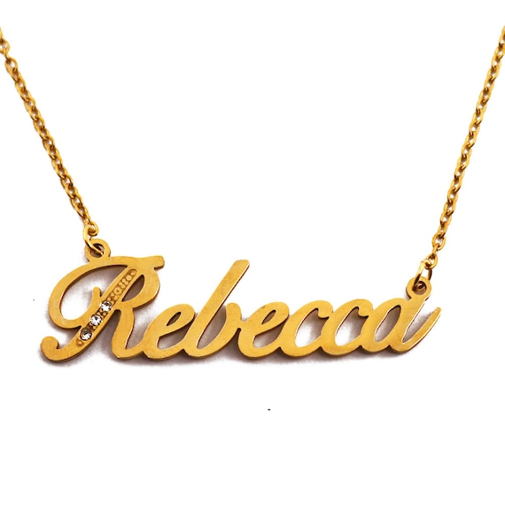 Rebecca Name Necklace Personalized Name Jewellery Silver Tone and