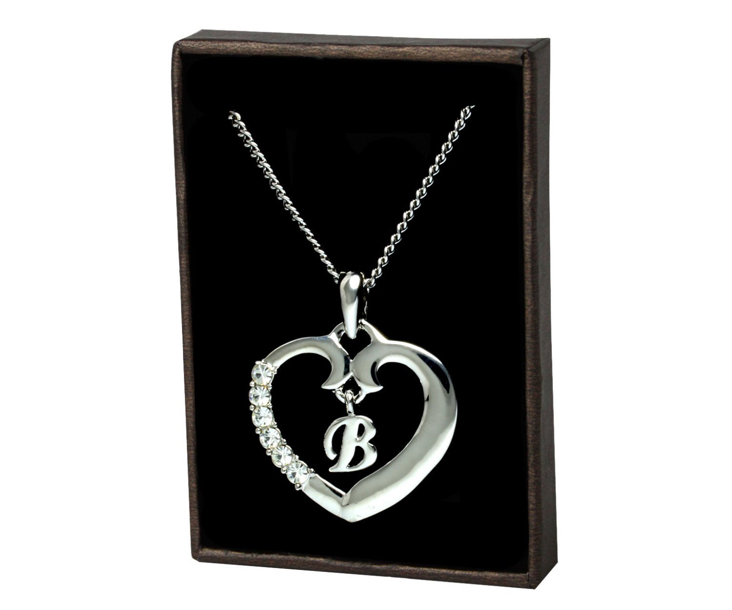 Initial Necklace b Gold Initial Heart 