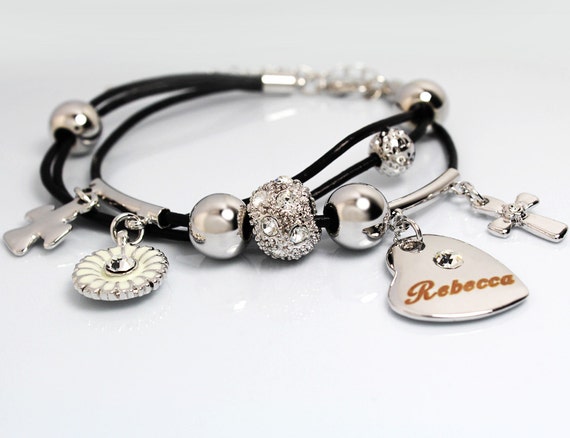 ladies personalised leather bracelet