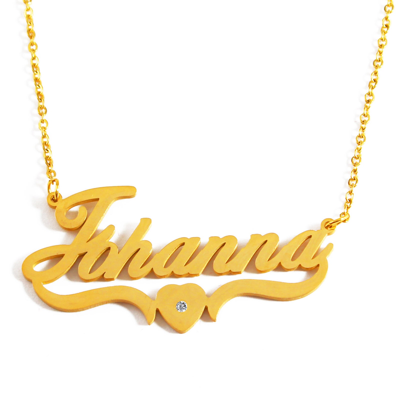 Johanna corazón nombre collar 18ct oro