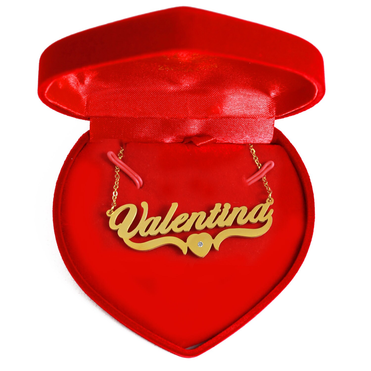 Valentina Heart Name Necklace 18ct Gold 