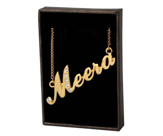 Name Necklace Meera Gold Plated 18ct Personalized Necklace Wit