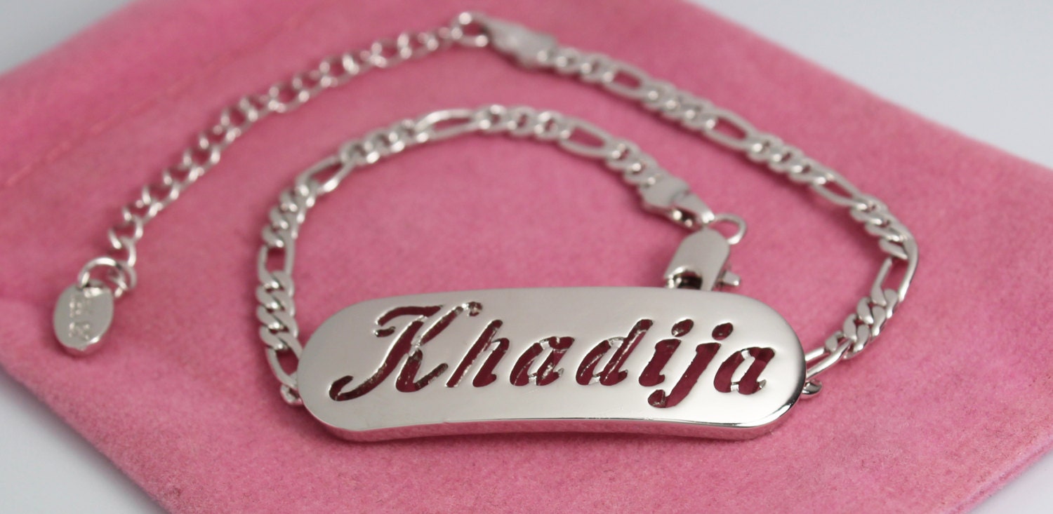 NAME NECKLACE KHADIJA 18ct Gold Plated Personalised Fashion Jewelery Gifts 