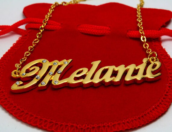 Name Necklace Melanie Gold Plated 18ct Personalised Necklace With