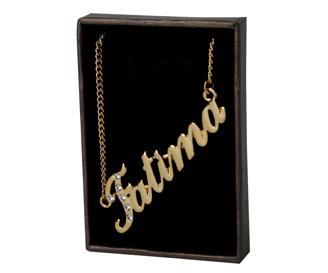 Name Necklace Fatima Gold Plated 18ct Personalised Necklace Etsy