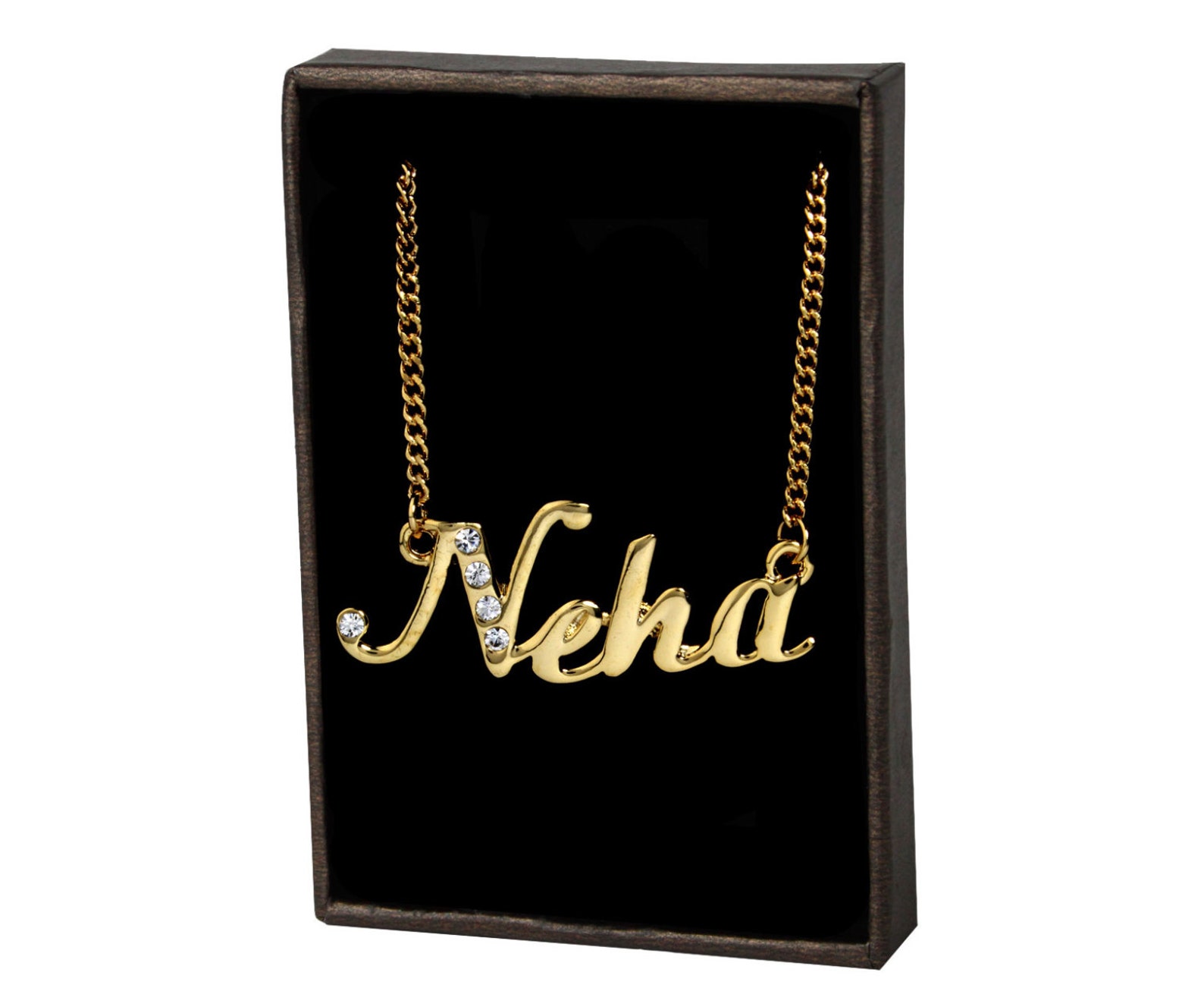 Name Necklace Neha Gold Plated 18ct Personalised Necklace Etsy