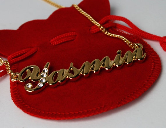 Name Necklace Yasmin Gold Plated 18ct Personalised Necklace - Etsy Denmark Name Necklace Yasmin Gold Plated 18ct Personalised Necklace - Etsy Denmark