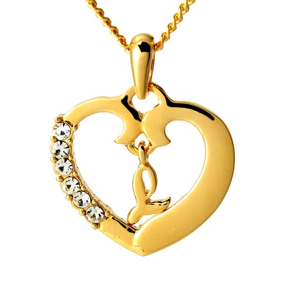 Heart Necklace l Inital in Heart 18K 
