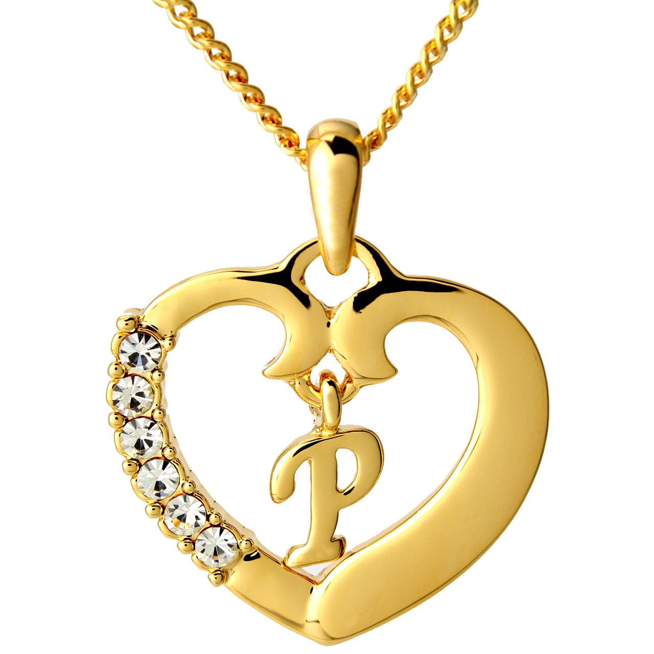 Gold Heart Initial Necklace p Gold Initial Heart Letter Necklace