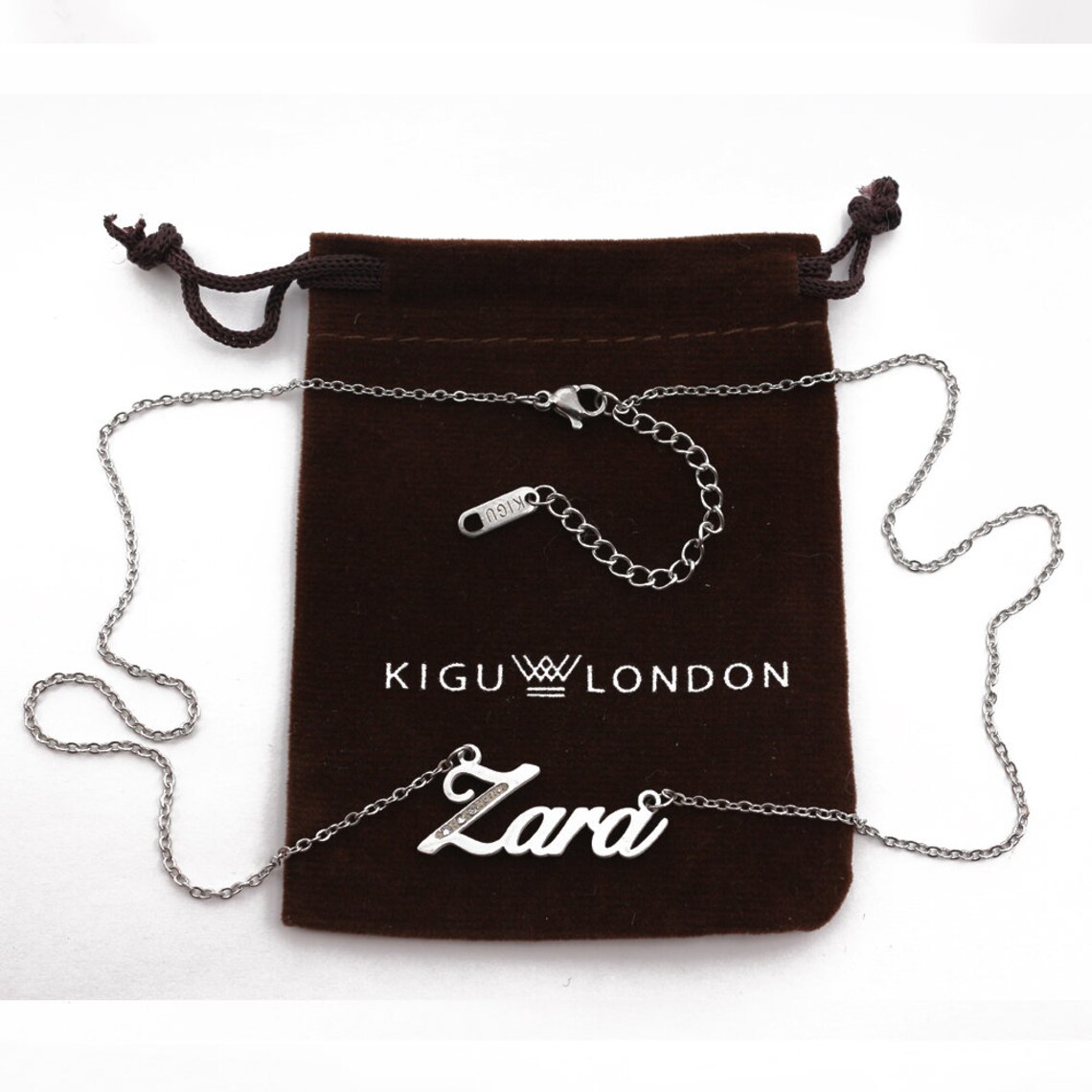 zara-name-necklace-personalized-name-jewellery-silver-tone-etsy
