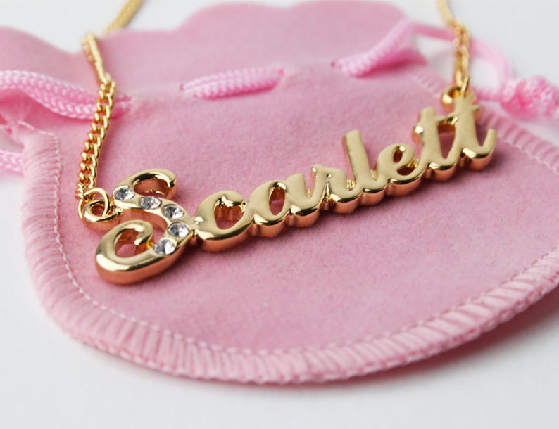 Name Necklace Scarlett Gold Plated 18ct Personalised Necklace With