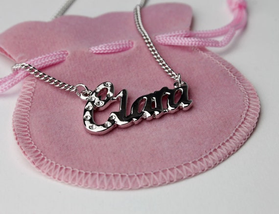 Name Necklace Clara White Gold Plated 18ct Personalised - Etsy Canada