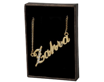 Name Necklace Zahra - Gold Plated 18ct Personalised Necklace with Swarovski Elements