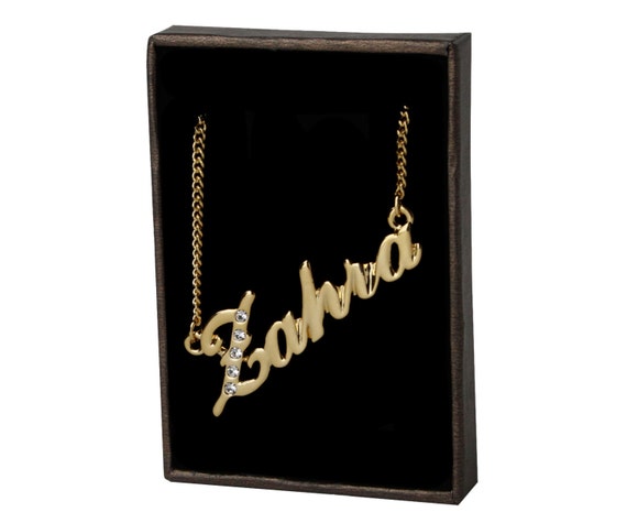 Name Necklace Zahra Gold Plated 18ct Personalised Necklace Etsy