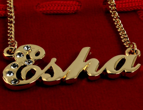 Name Necklace Esha Gold Plated 18ct 