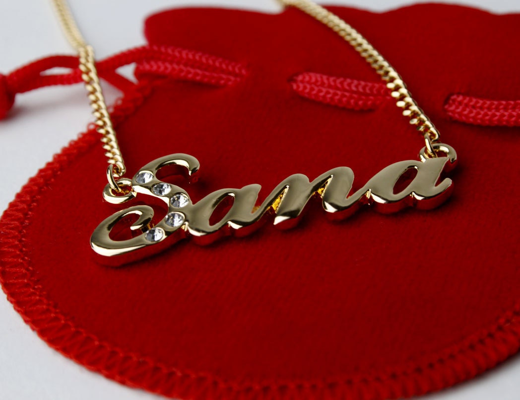Name Necklace Sana Gold Plated 18ct Personalised Necklace With