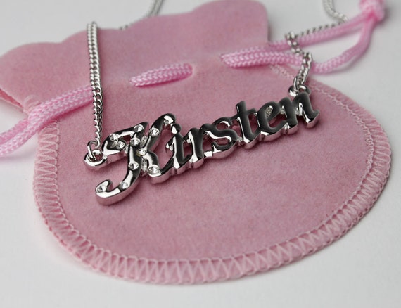 Name Necklace Kirsten White Gold Plated 18ct Personalised Necklace