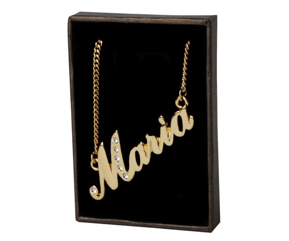 Name Necklace Maria Gold Plated 18ct Personalised Necklace With