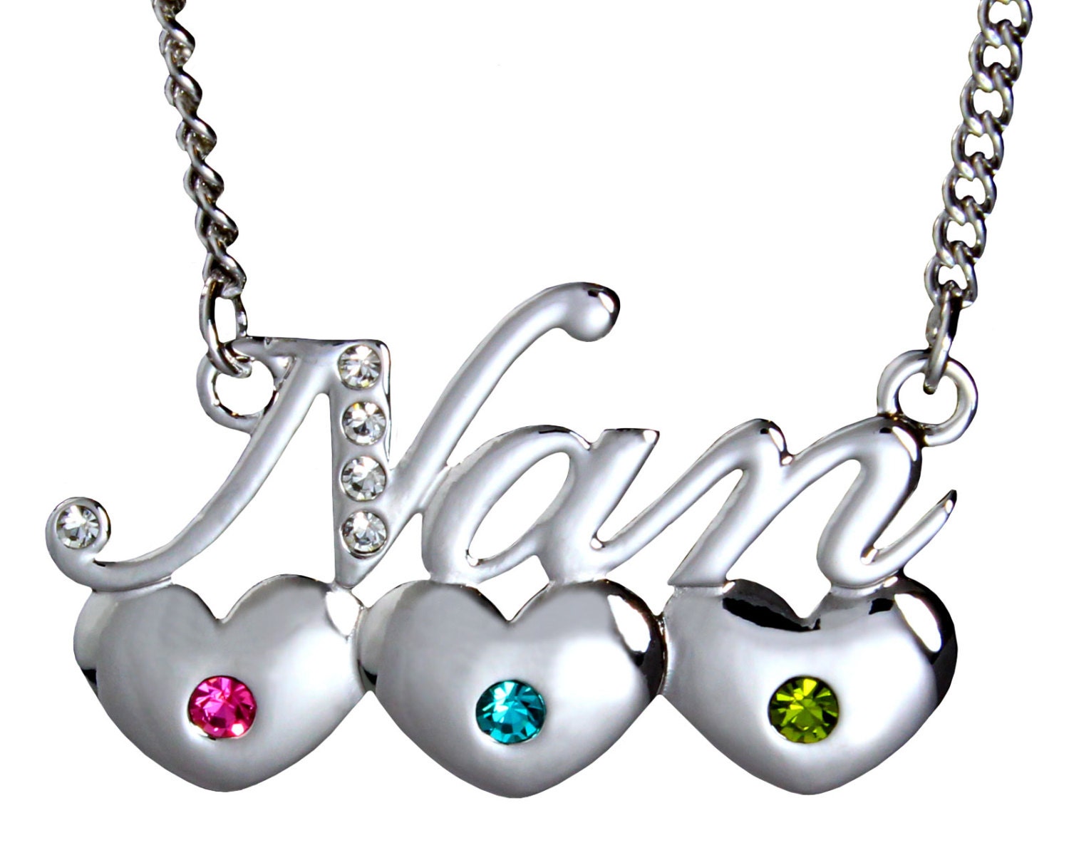 NAN Heart Necklace White Gold Plated 
