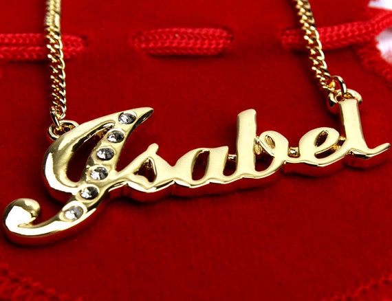 Name Necklace Isabel 18k Gold Plated Personalized Necklace Etsy