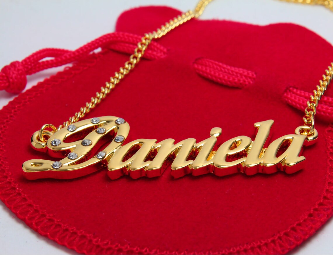 Name Necklace Daniela Gold Plated 18ct Personalised Necklace Etsy