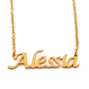 Nom Collier Alessia Gold Plated 18ct Personalized Necklace Inclut sac cadeau et emballage boîte Chr image 1