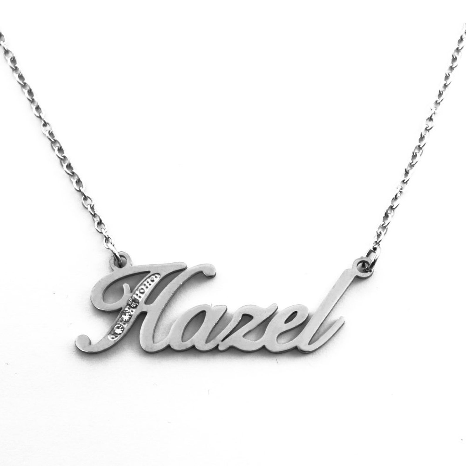 Hazel Name Necklace Personalized Name Jewellery Silver Etsy
