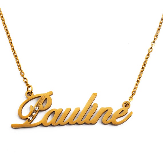 18ct Gold Plated Christmas Silver GABRIELLA Name Necklace Personalised Custom 