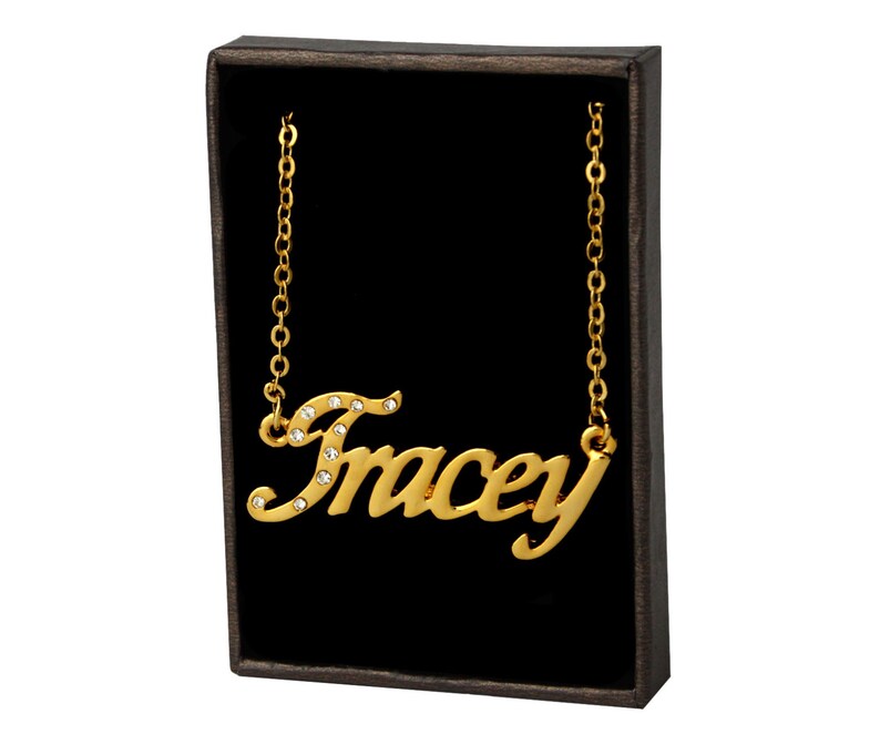 TRACEY Gold Plated Name Necklace & Name Bracelet Gift Set Etsy