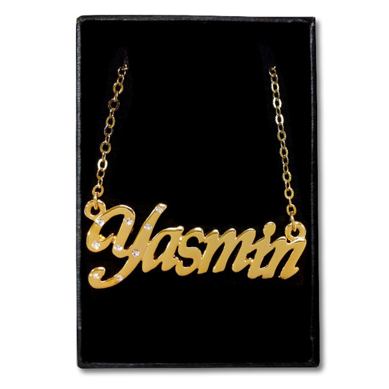 YASMIN Gold Plated Name Necklace & Name Bracelet Gift Set Etsy