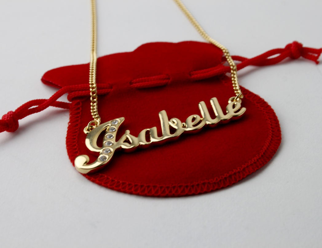 Name Necklace Isabelle Gold Plated 18ct Personalised Etsy