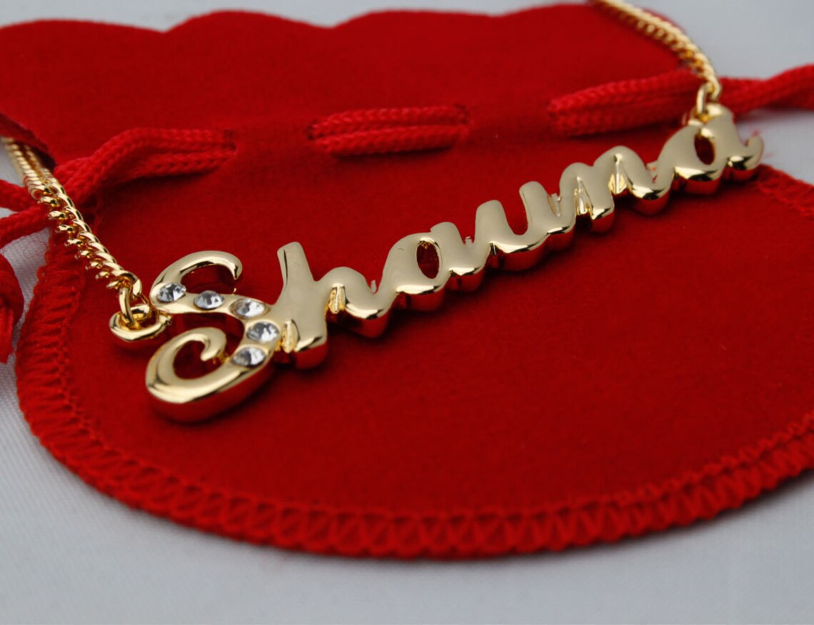 Name Necklace Shauna Gold Plated 18ct Personalised Necklace Etsy UK