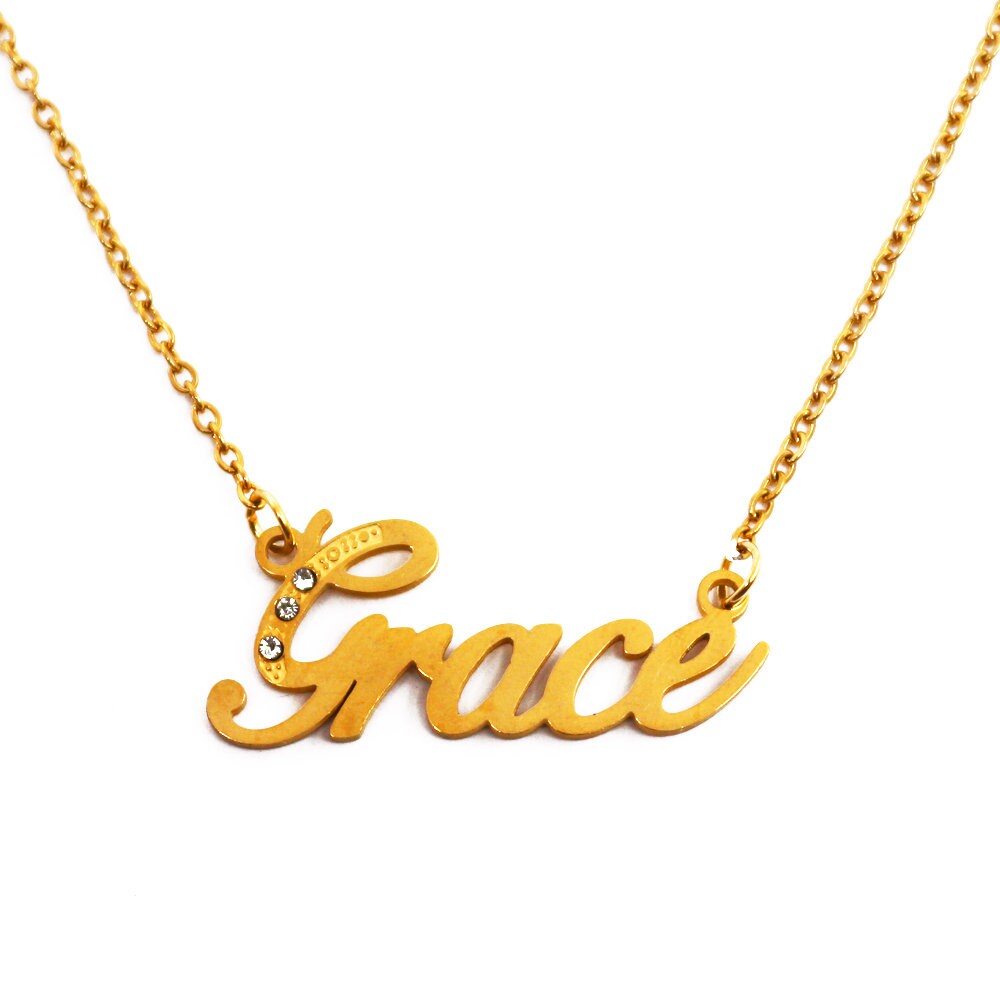 Grace Name Necklace Personalized Name Jewellery Silver Tone and Gold