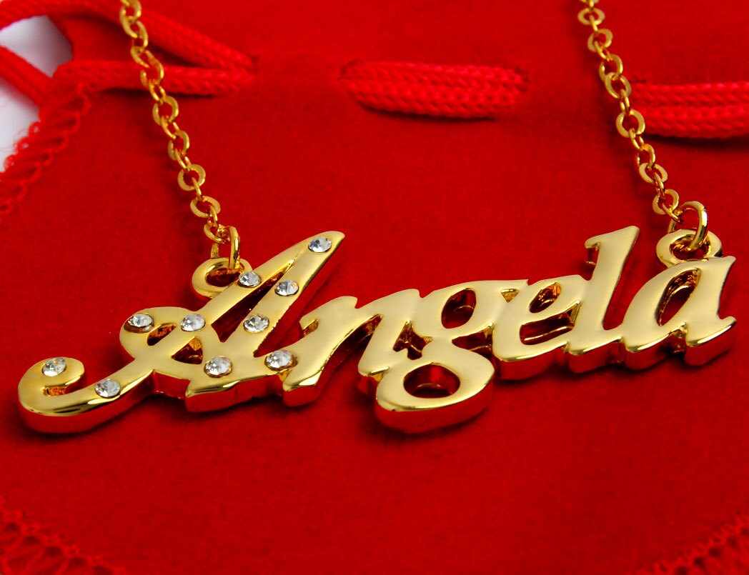 Name Necklace Angela Gold Plated 18ct 