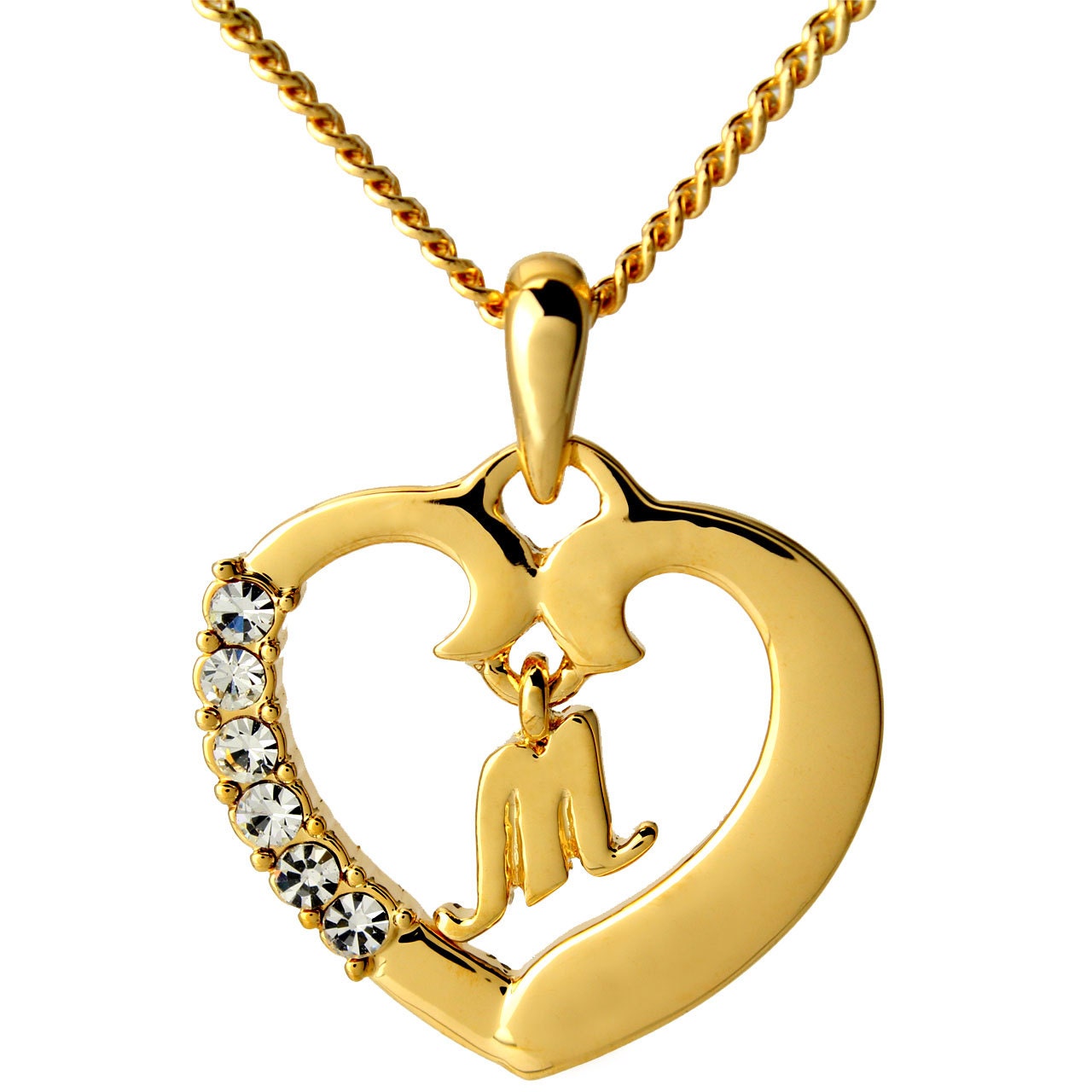 Heart Necklace m Inital in Heart 18K Gold Plated - Etsy