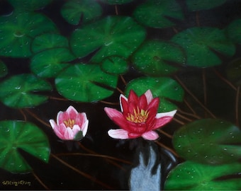 Original Oil Painting, Water Lilies