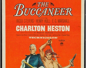 Yul Brynner Directed by Anthony Quinn "The Buccaneer" (Paramount, 1958). Insert (14" X 36"). Adventure