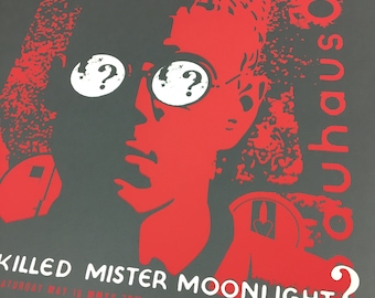 David J. Bauhaus Who Killed Mister Moonlight? Book Signing Poster at Ducky Waddles Emporium in Encinitas May 16 2015