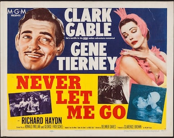MOVIE POSTER - Clark Gable, Gene Tierney, 1953 - half sheet 22x28