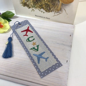 Marcador de tela bordado con monograma, marcador de iniciales, marcador personalizable para él, regalo de libro, marcador lindo, accesorio de libro,