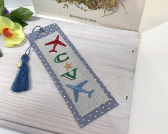 Embroidered Fabric Bookmark with Monogram, Initials Bookmark, Customizable Bookmark for him , Bookish gift, Cute bookmark, book accessory,